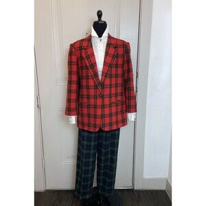 Vintage Prophecy Sag Harbor 90s Plaid Red Black Oversize Blazer Size 14 L/XL